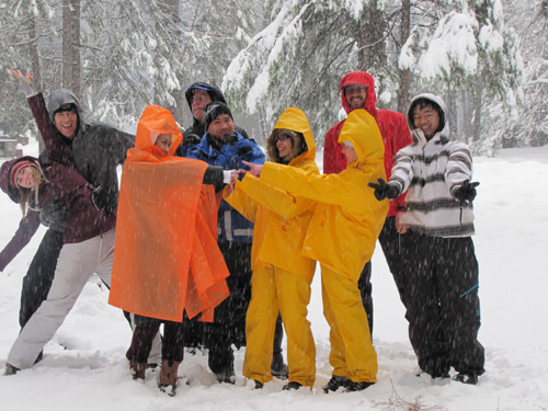 2011 winter group photo at campsite.: group photo at snowcovered campsite