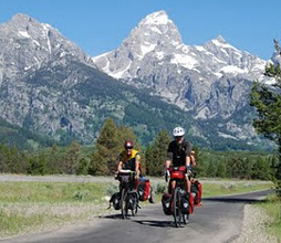 Bikes_pathway#6_2010 nps photo: two cyclists on pathway with Teton mountains in background