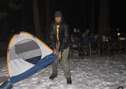 Deepak pitching tent group campfire in background by Pavan Singh: 