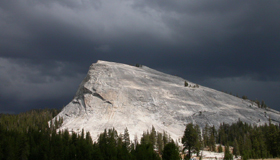 Lembert Dome and black clouds: 