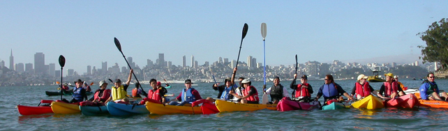 Sharkfest paddlers group at Alcatraz: 