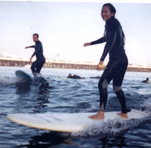 two surfers: Two successful surfers.