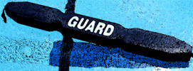 blue guard tube plus watercolor effect.: blue lifeguard rescue tube using photoshop watercolor effect