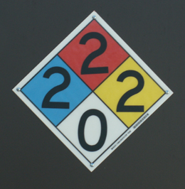 pool chemical sign at De Anza College: 