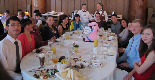 snow camp biggest table at brunch 2015: table for 12 at Ahwahnee brunch