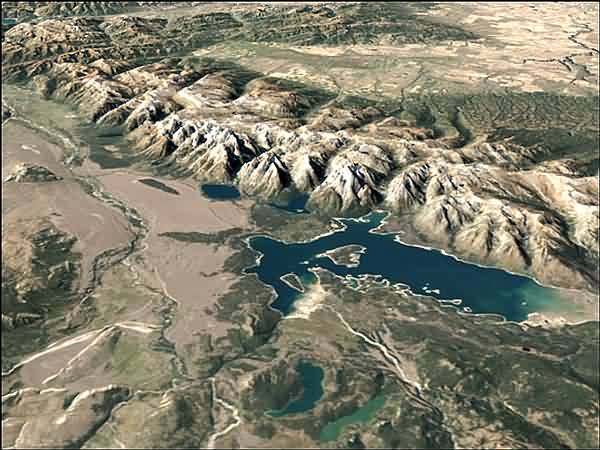 nps grand tetons landstat: national park service grand teton landstat showing the teton range and most of the lakes and flatlands from the Wyoming side