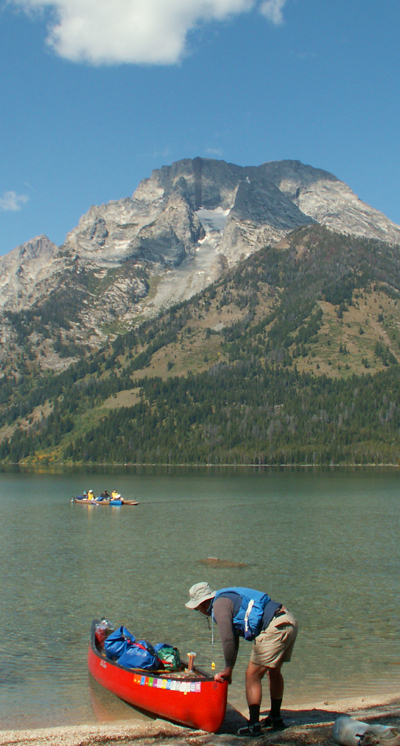 Leigh Lake 2008 launching for return paddle: 