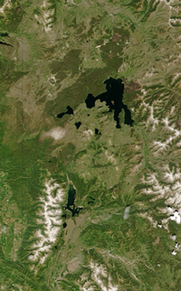 NASA Yellowstone Tetons: NASA Aerial view from space of Yellowstone and Grand Teton National parks