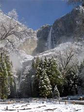 NPS april 9 2005 snow and Yosemite Falls: 