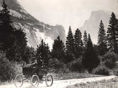 NPS historic photo Stanley Steamer and Half Dome: 
