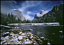 Quang-Tuan Luong valley view some snow: Photo by Quang-Tuan Luong valley view Yosemite with some snow on the rocks in the river