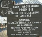 Yellowstone sign warning animals: 