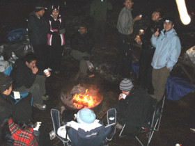 around the evening campfire winter Yosemite 2013: people sitting around the evening campfire winter Yosemite 2013