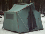 big green box-shaped tent: 