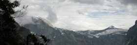 clouds moving in across Half Dome: 