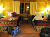 colter bay cabin interior: colter bay cabin interior with two double beds