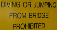 diving or jumping from bridge prohibited: 