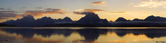 photot by e j peiker Teton Sunset Jackson lake.: 