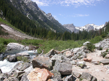 first talus slope Cascade Canyon: 