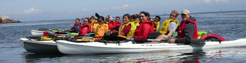 Outdoor Club group on water from end ocean kayak may 2005: 