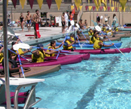 kayak race at pool start: 