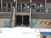 locker room entrance from pool: 