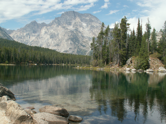 mt moran from leigh lake portage beach sept 2007: 