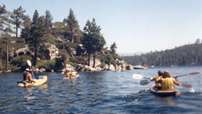 paddling the quarter mile to Fannette Island: 