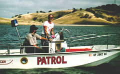 patrol boat Calero reservoir Bud Light Triathlon June 1990: 