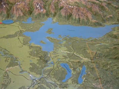 raised relief map of all of Jackson Lake: 