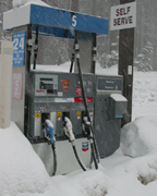 self serve gas station in snow Crane Flat: 