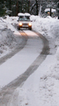 snowy road into upper pines campground: 