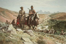 sublette and campbell painting nps photo: painting of two riders on horseback