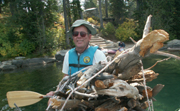 Alan Ahlstrand paddles overnight wood supply: 
