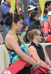 Araceli and Pam at Kids tri: two lifeguards on duty