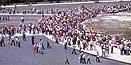 NPS photo crowd dispersing at Old Faithful: 