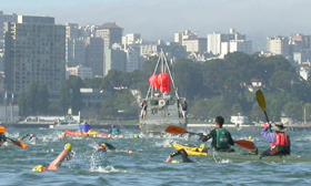 Sharkfest 2004 swimers, paddlers, and lead boat: 