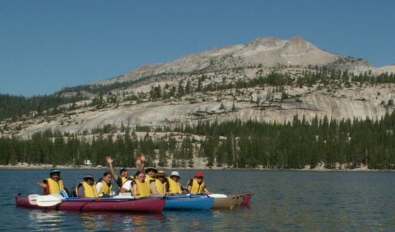 Tuolumne group photo in Tenaya Lake with Mount Hoffman in background 2006: 