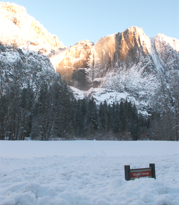 Yosemite Falls and snowy meadow feb 2008: 