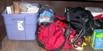 bear box with daypacks and bin: 