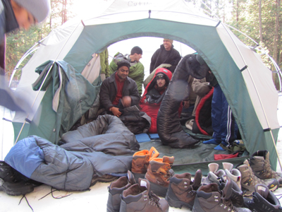 first people in tent for photo 2010: first people in tent for a posed photo of a crowd sleeping in a tent