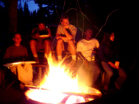 Tuolumne group campsite campfire: 