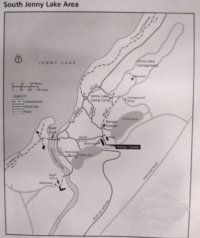 map of south Jenny Lake area: park service map of south Jenny Lake area
