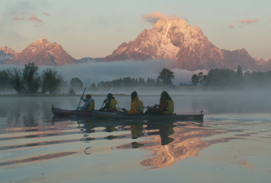 paddlers and reflection sunrise 56o pixls 2005: 