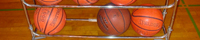 row of basketballs: 