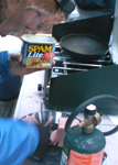 spam lite: cooking spam lite on winter trip 2009