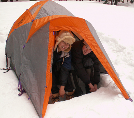 putting on boots yosemite snow camp 2008: 