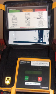 aed with storage case opened