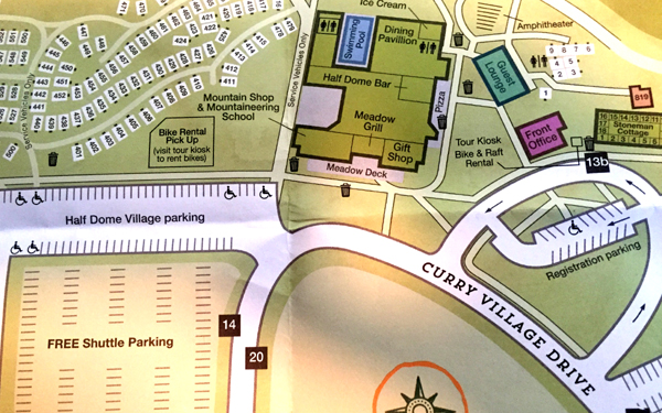 Map Of Yosemite Day Use Parking Lot At Half Dome Village Mary