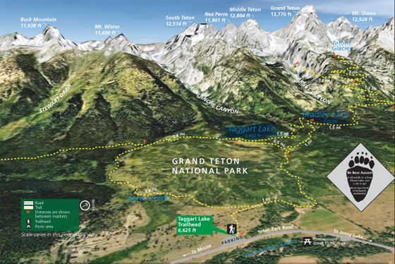 NPS Taggart Lake Bradley Lake Trailhead Map 560 Pixels 